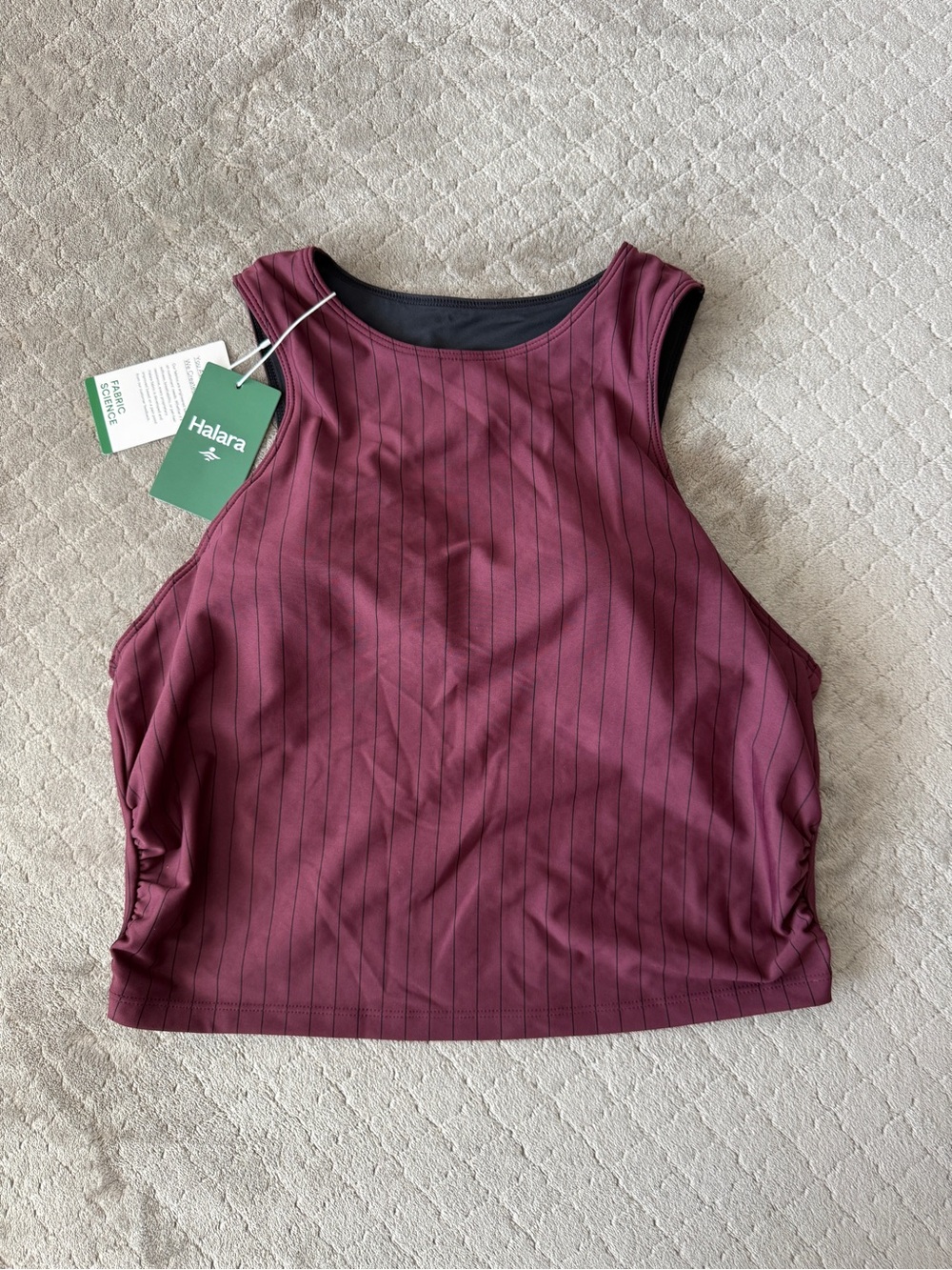 Halara Burgundy Pinstripe Active Top XL NWT